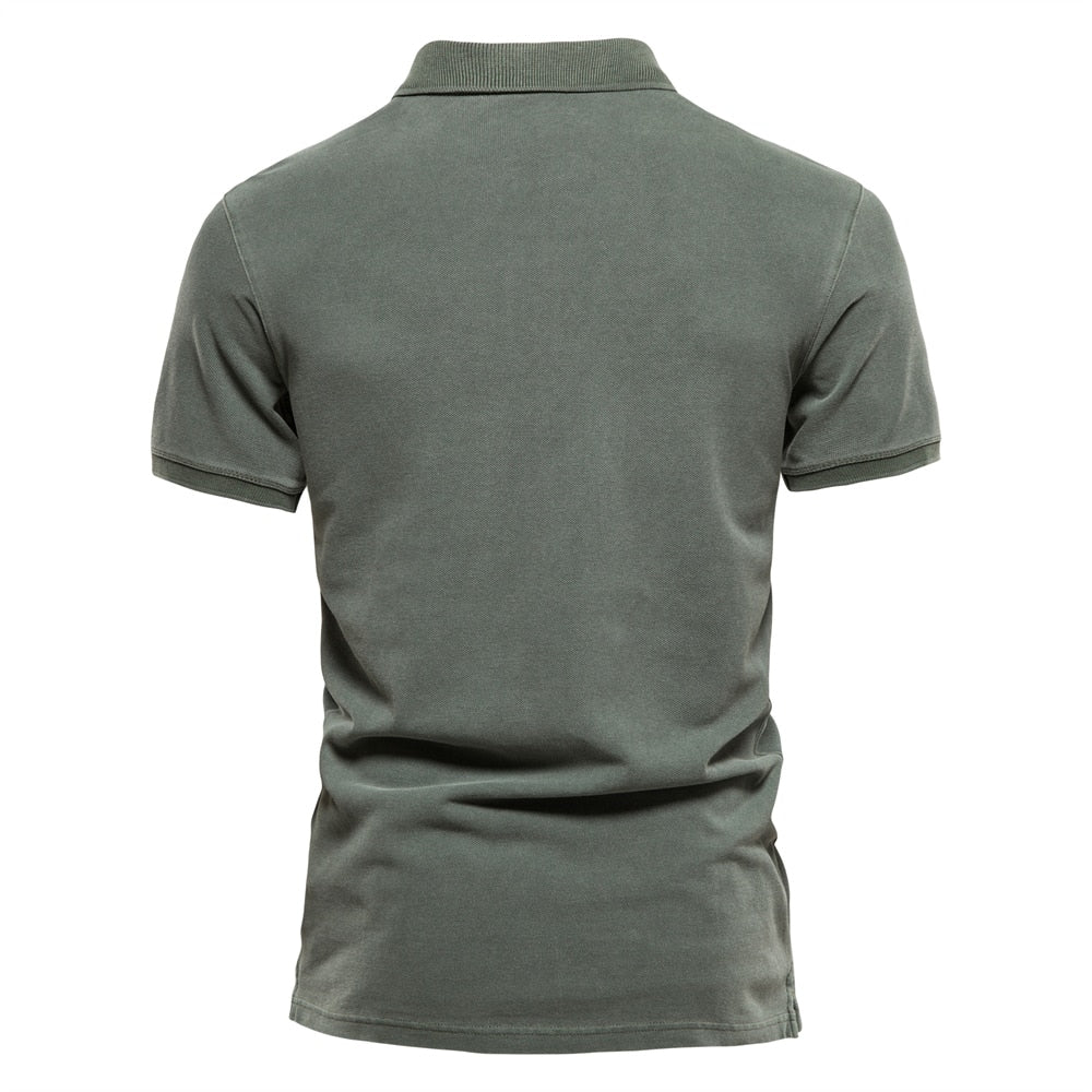 100% Cotton Men's  Solid Color Casual Short SleeveTurndown Polo Shirt