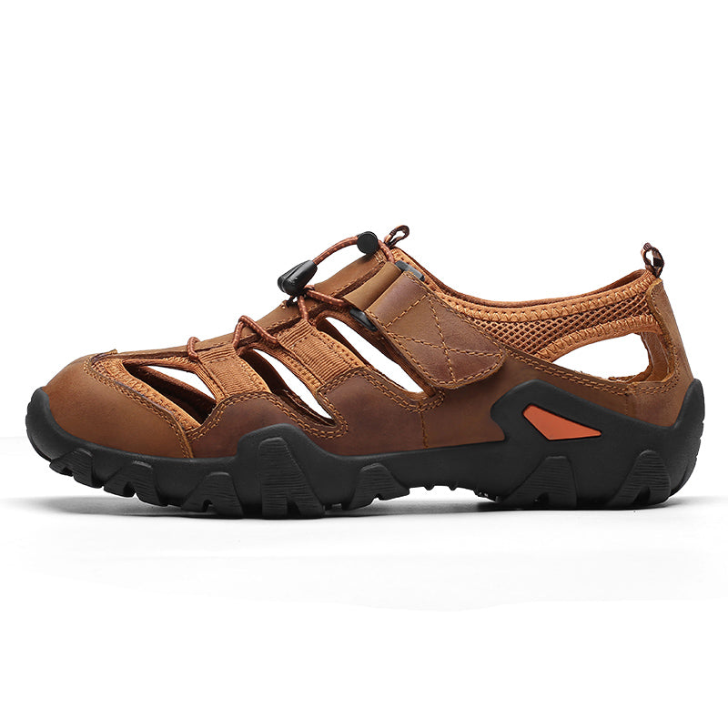 Men's Genuine Leather Closed Toe Non-slip Outdoor Hiking Sandals