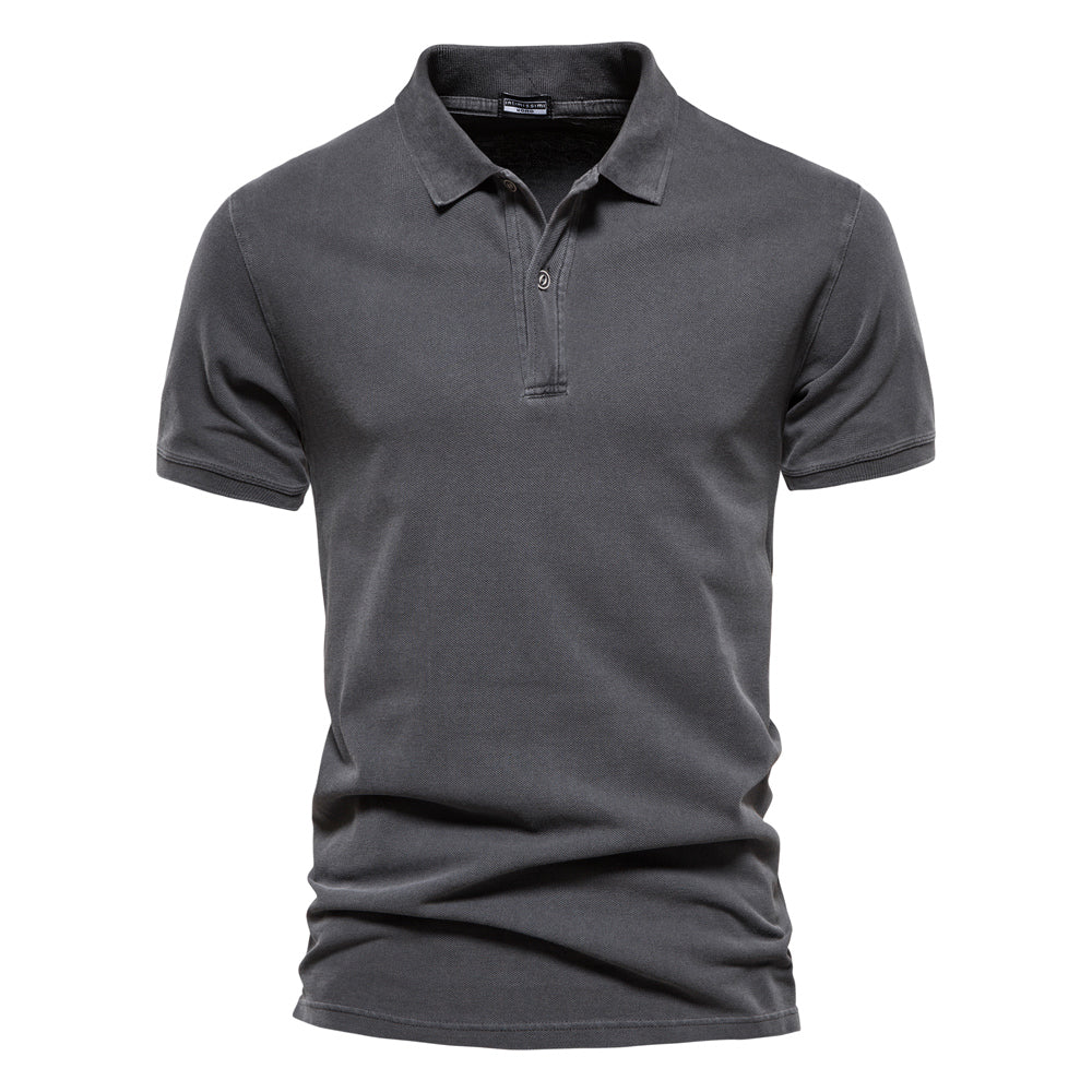 100% Cotton Men's  Solid Color Casual Short SleeveTurndown Polo Shirt