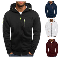 Men's Solid Color Casual Long Sleeve Hoodie -  Hooded Jacket with Zipper for Gym and Sports