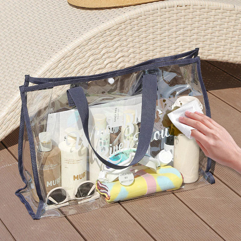 Transparent Portable Tote Bag Vacation Travel Beach Bag Waterproof Permeable Swimming Bag