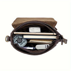 Genuine Leather Men's Crocodile Grain Shoulder Bag Head Layer Cowhide Vintage Men's Crossbody Bag