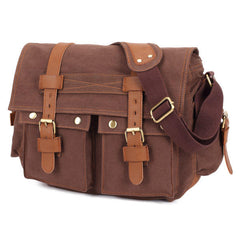 Men Canvas Leather Casual Outdoor Messenger Shoulder Crossbody Bag