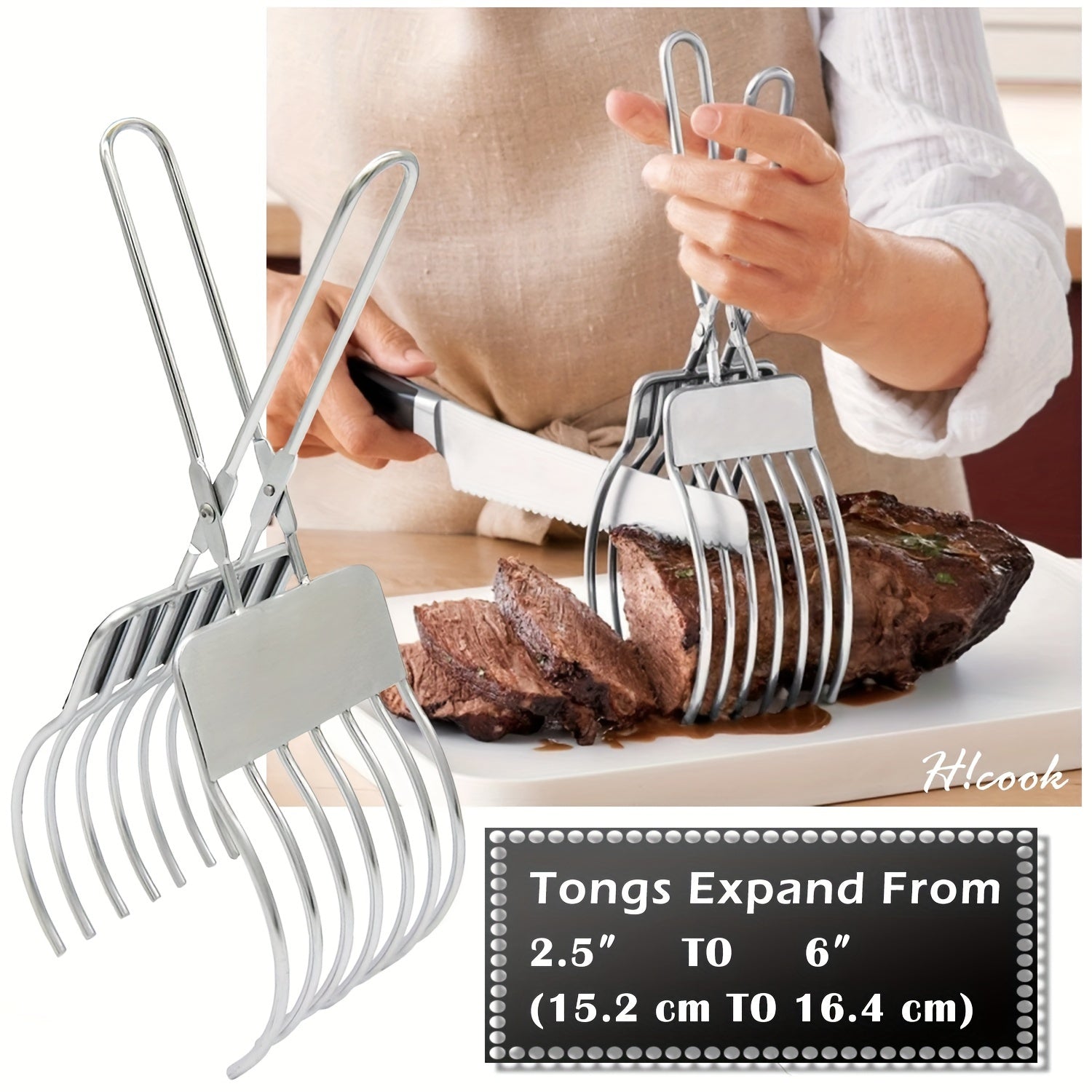 Stainless Steel Premium Roast Beef Cutting Tongs