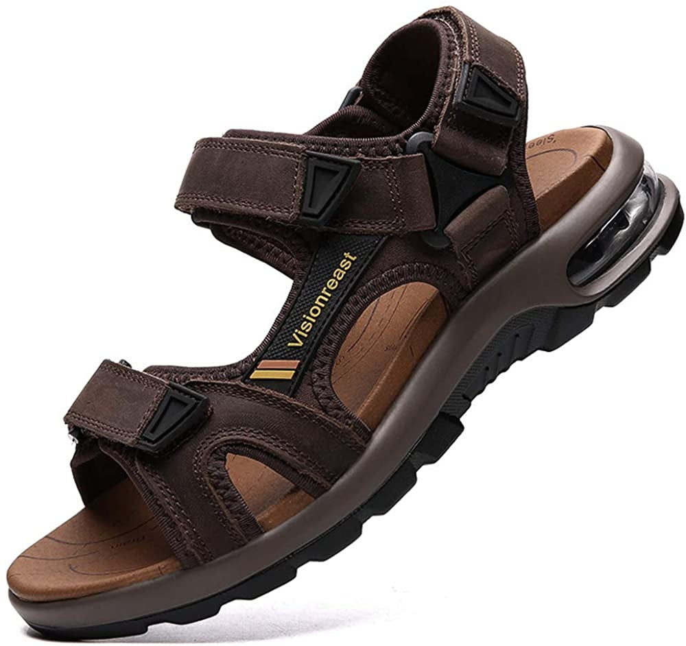 Men's Sandals Genuine Leather Men's Slippers Gladiator Men's Beach Sandals Soft, comfortable outdoor wading shoes