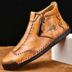 Men's stylish ankle boots handmade of microfiber leather with side zip Shoes