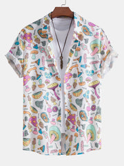 Mushroom Print Button Up Shirt