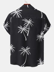 Tropical Leaf Print Button Up Shirt