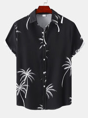 Tropical Leaf Print Button Up Shirt