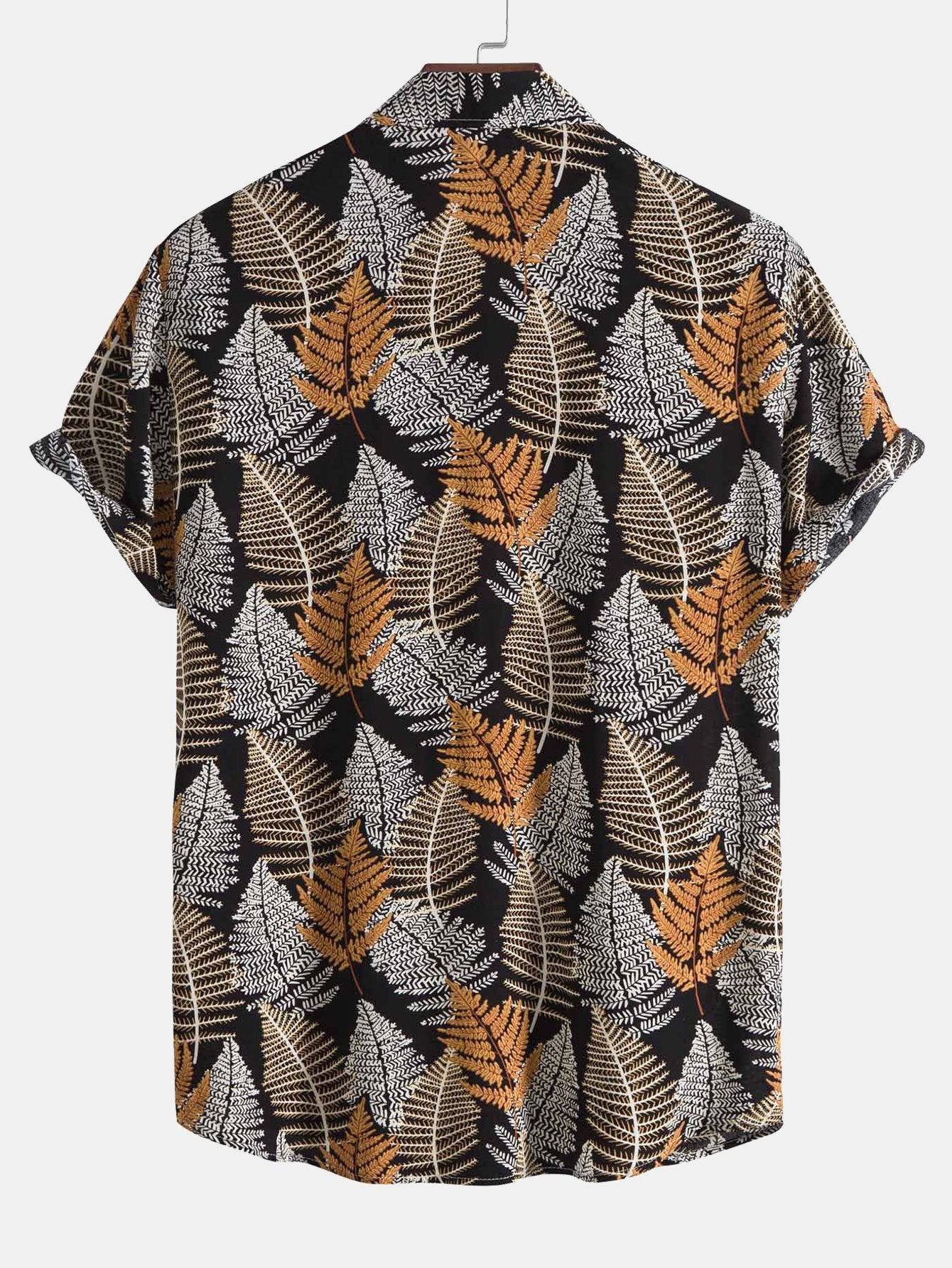 Viscose Leaf Print Button Up Shirt