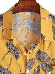 Leaf Print Button Up Shirt