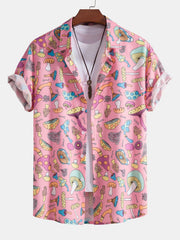 Mushroom Print Button Up Shirt