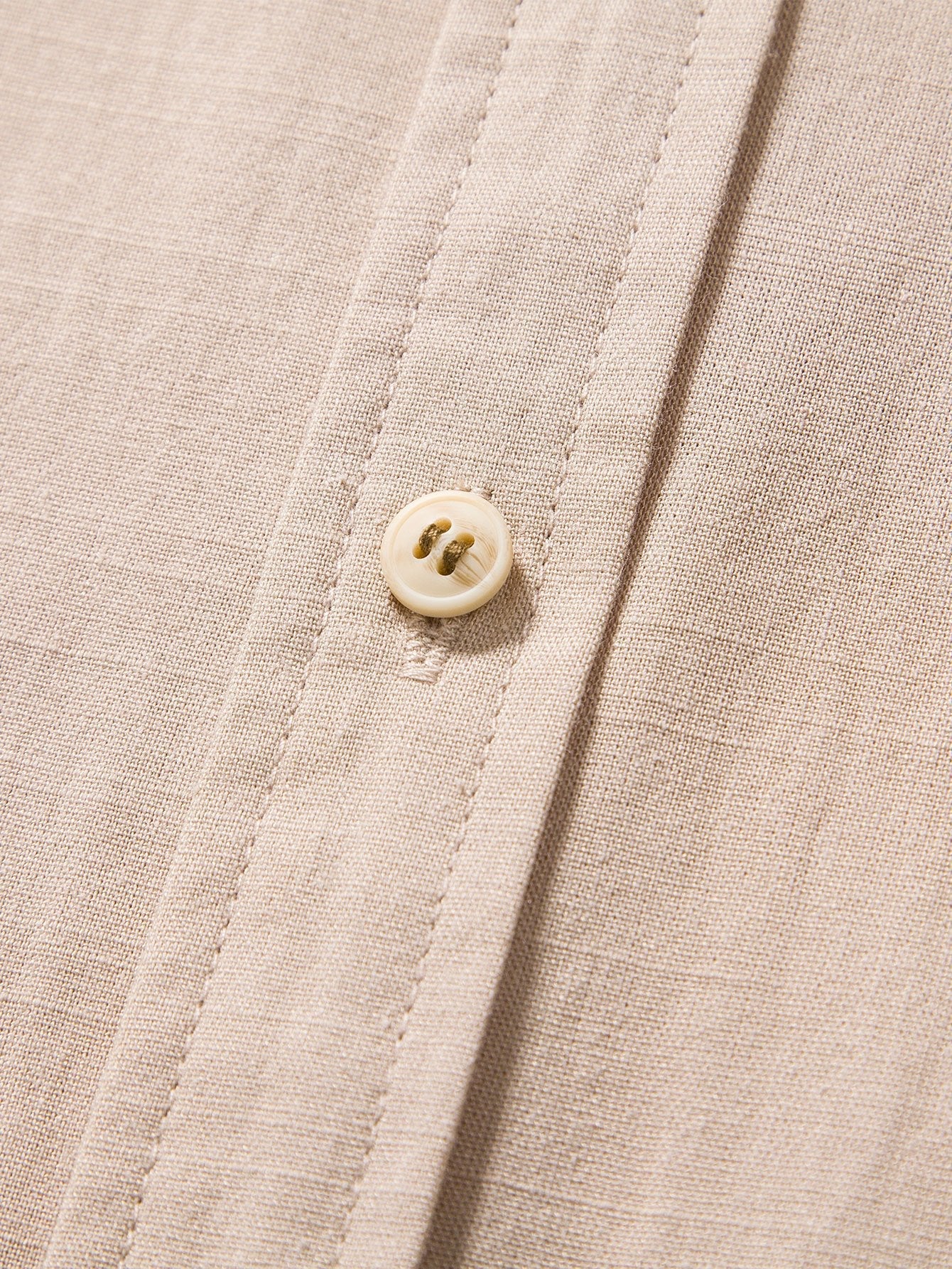 Linen Look Cotton Blend Stand Collar Shirt