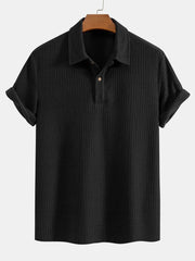 Waffle Jacquard Terry Polo Shirt