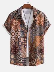 Paisley Patchwork Print Button Up Shirt