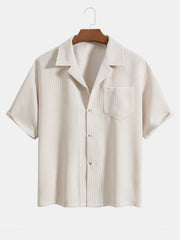 Short Sleeve Corduroy Boxy Shirt