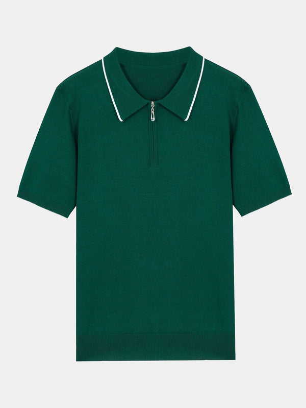 Solid Zip Sweater Polo