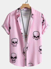 Skull Print Button Up Shirt