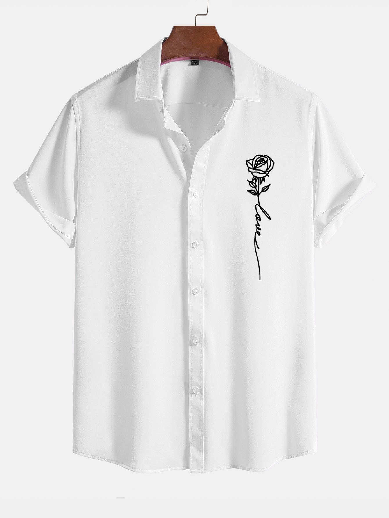 Rose Love Print Button Up Shirt