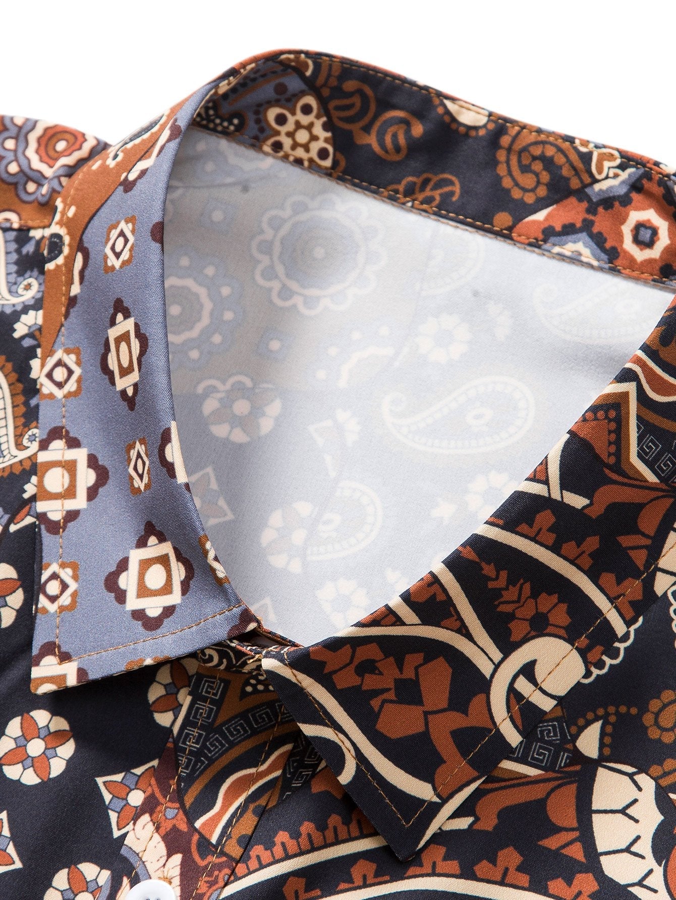 Paisley Patchwork Print Button Up Shirt