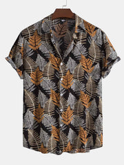 Viscose Leaf Print Button Up Shirt