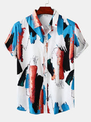 Colorful Brushstroke Print Button Up Shirt