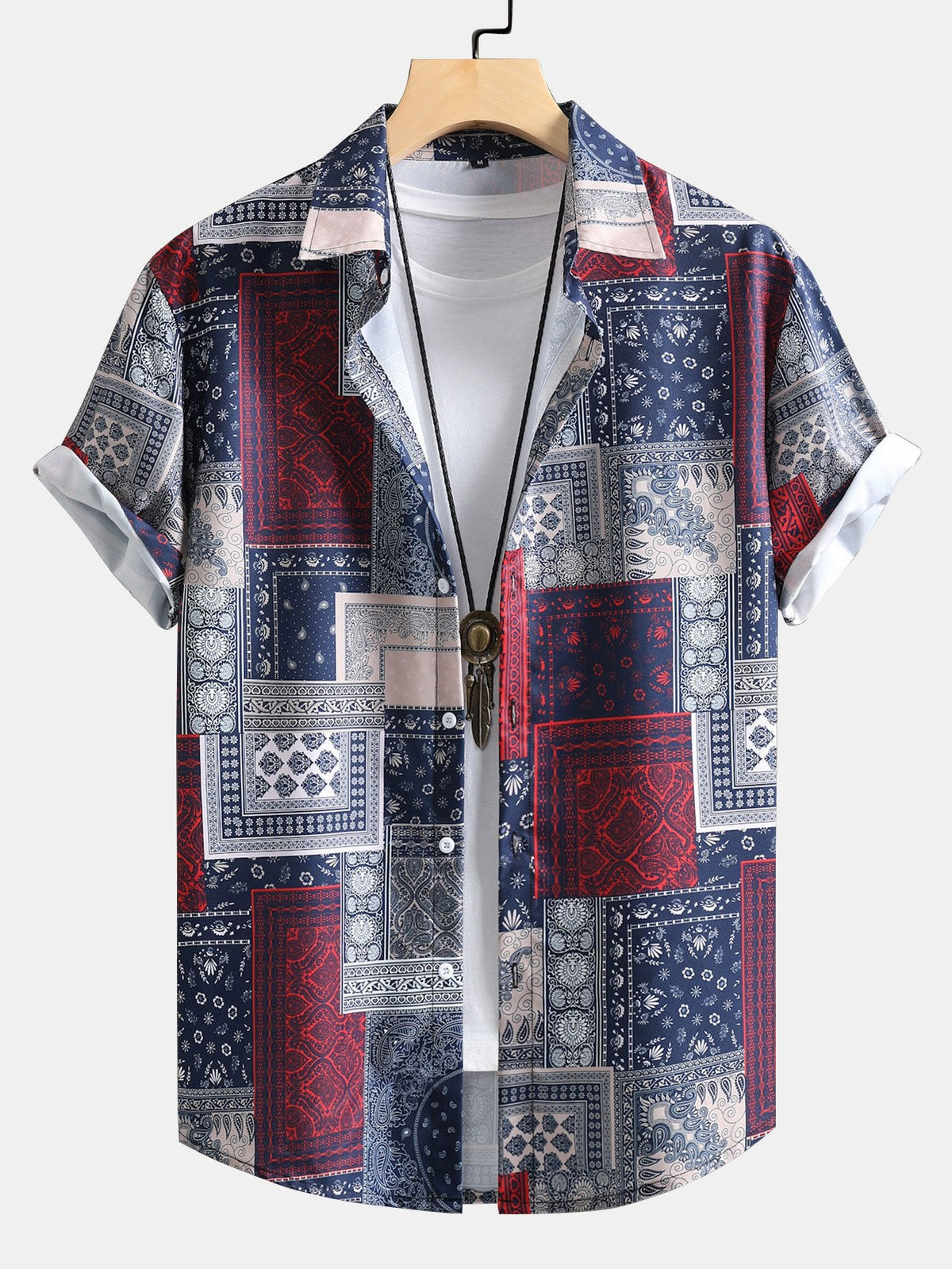 Paisley Boder Print Button Up Shirt