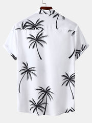 Tropical Leaf Print Button Up Shirt