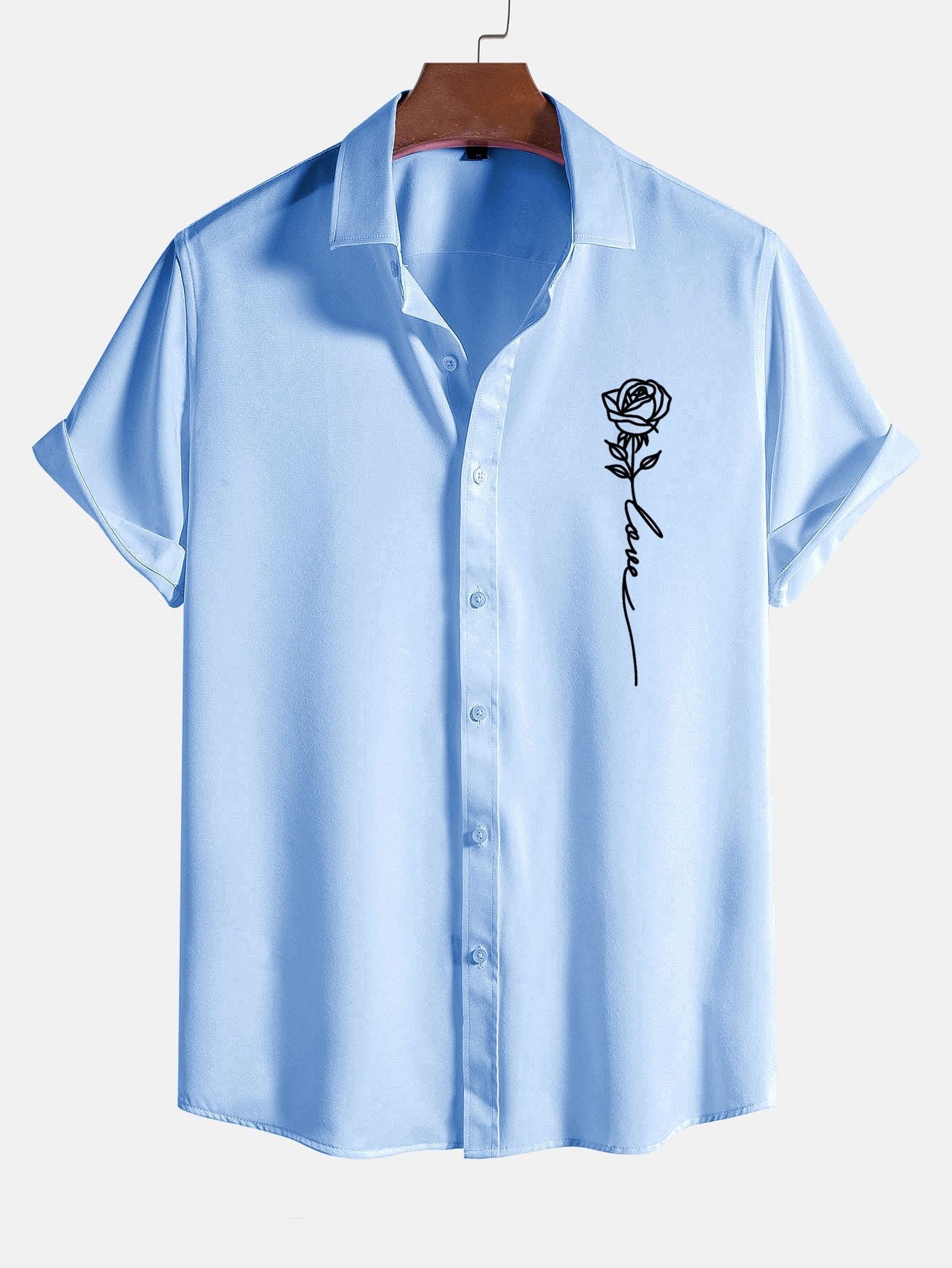 Rose Love Print Button Up Shirt