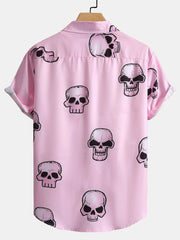 Skull Print Button Up Shirt