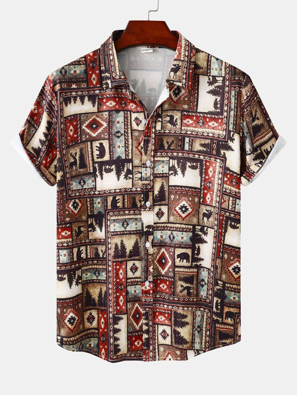 Aztec Patch Print Shirt