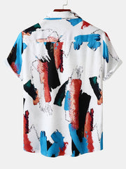 Colorful Brushstroke Print Button Up Shirt