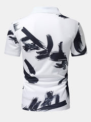 Brushstroke Print Polo Shirt