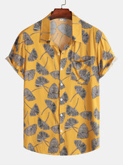 Leaf Print Button Up Shirt