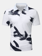 Brushstroke Print Polo Shirt