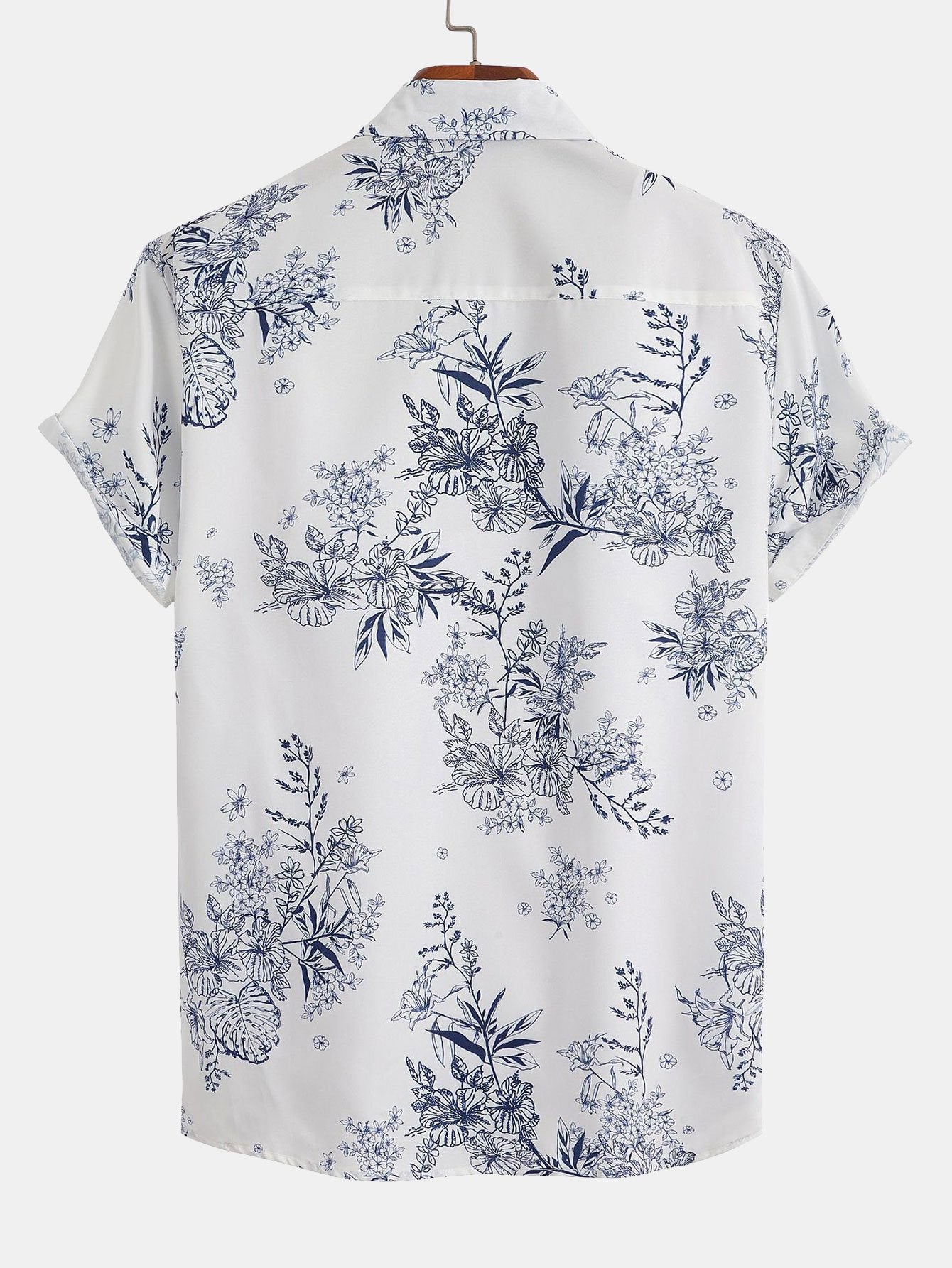 Hand Drawn Botanical Print Button Up Shirt