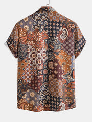 Paisley Patchwork Print Button Up Shirt