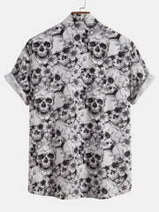 Skull Print Button Up Shirt