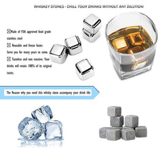 4 PCS Reusable Ice Cubes Stainless Steel Whiskey Stones for Non-diluting Cooling Vodka, Whiskey, Beer