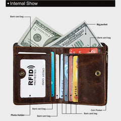 Men Retro Genuine Leather Multi Pocket Money Clip Wallet