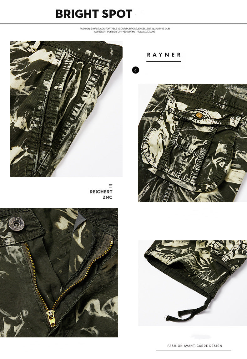 Men's Summer Loose Casual Camouflage Shorts Multi-pocket Men's Five-point Shorts