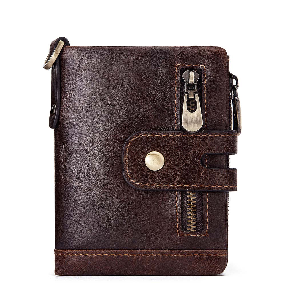 Vintage Top Layer Leather Card Holder US Wallet RFID Blockchain Men's Short Leather Wallet