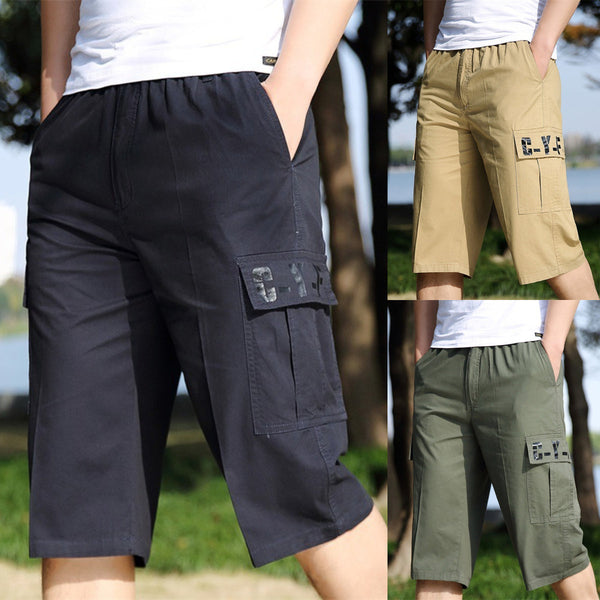 Men's Summer Casual Sports Capri Pants Pure Cotton Outdoor Overalls Shorts