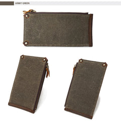 Men's Canvas Folding Zipper Bag Long Multi-Card Wallet Retro Waterproof Wallet