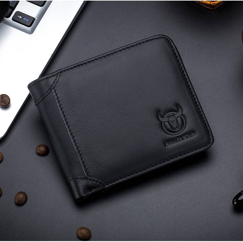 Men's Tri-Fold Genuine Leather Large Capacity Super Stitched Leather Wallet