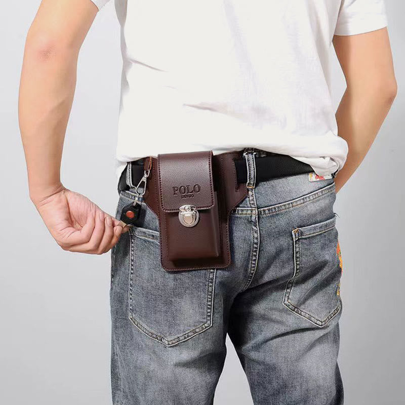 Men's Leather EDC Everyday Carry Bag with Card Slots for Key Belts