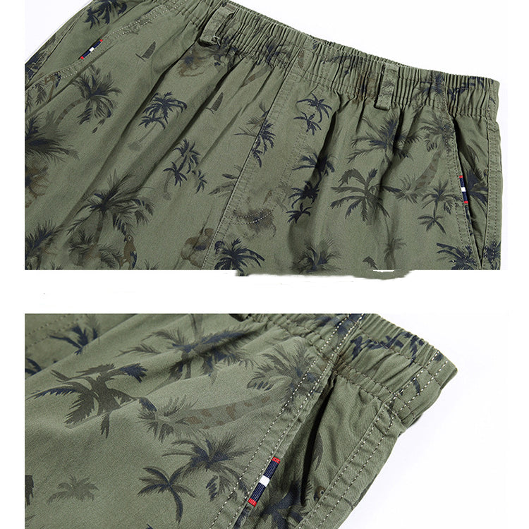 Men's Printed Overalls Shorts Outdoor Casual Five-point Beach Shorts