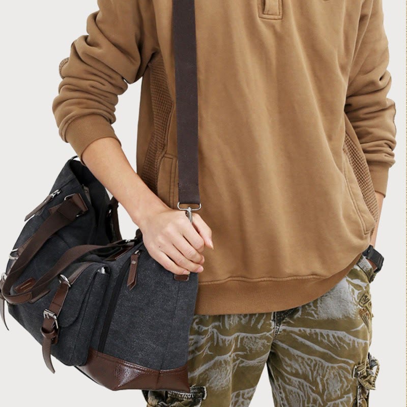 Portable Multifunctional Tote Bag Canvas Tote Messenger Bag