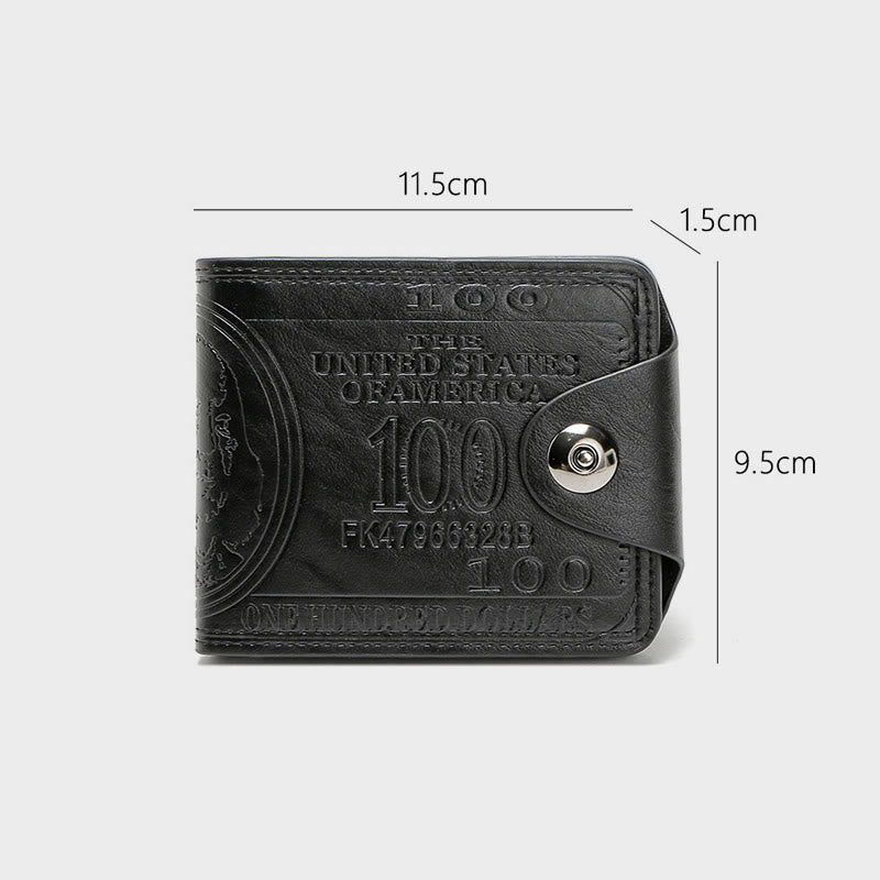 Wallet For Men Leather Dollar Clip Magnetic Buckle Short Purse