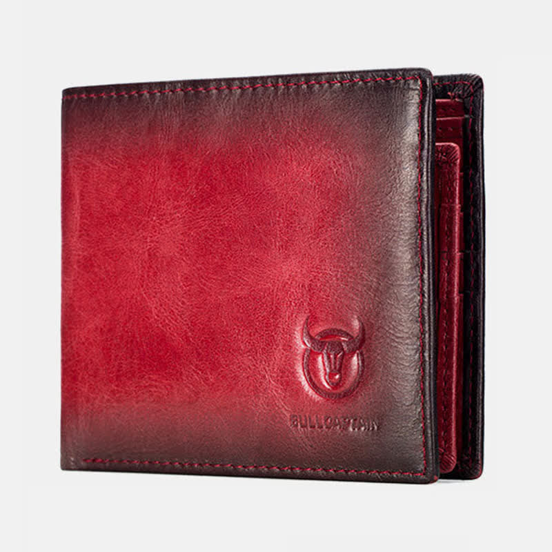 Men's Genuine Leather RFID Multi-Slot Blocking Extra Strong Stitching Gradient Short Wallet